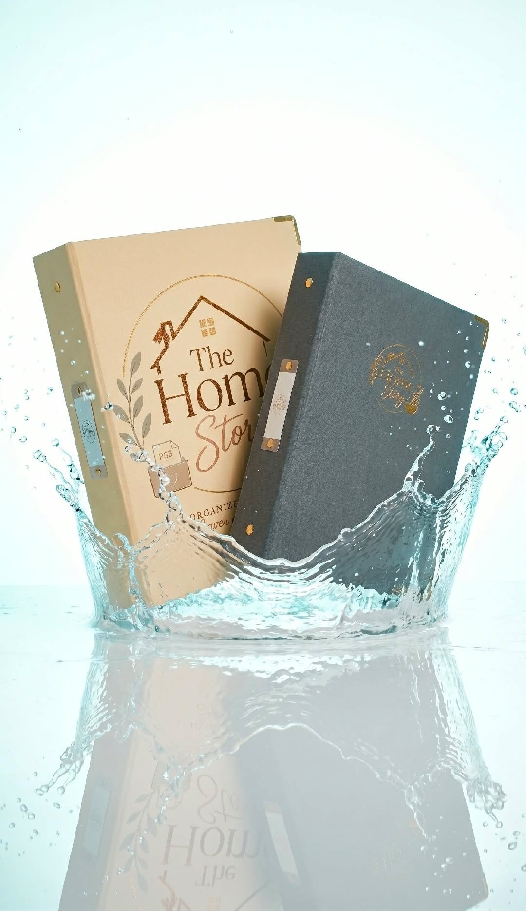 The Home Story Tangible Journal — printed binder with water splash